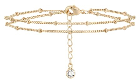 Jenosy 14K Vergoldet Armband Damen Gold Verstellbare Schichtung Ovales Verstellbar Anhänger Armband für Frauen Mädchen Schmuck