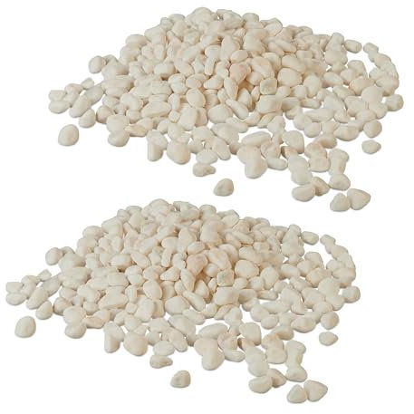 Graviers décoratifs pour Le Jardin, 15 kg, 5-15 mm, en marbre, Parterre, Pot de Fleurs, Tombe, Blanc