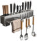Celestia Stainless Steel Kitchen Utensil Rack, Hanger Holder No Drilling Wall Hangers with 6 Hooks, Space Saving Kitchen Utensil Hanger Holder, for Kitchen Knife/Spoon/Spatula/Towel/Chopsticks/Storage