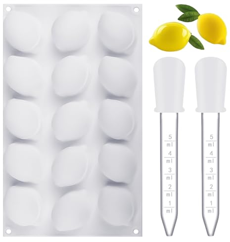 ZBHDEYG 1 molde de limón, 2 goteros, forma de limón, forma de limón, fruta, silicona, molde de pan, molde para hornear tartas