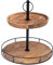 levandeo Etagere Holz 2 Etagen H38cm Akazienholz Schwarz Natur Servierplatte Kuchenständer Deko Tischdeko Wohndekoration