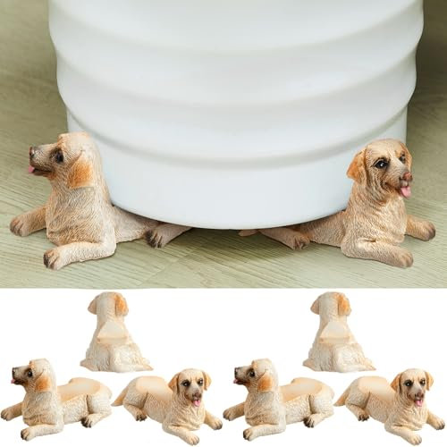 RimCereal 6 Pcs Animal Figures Resin Pot Feet for Outdoor Planters 3 Inch Long Flower Plant Stand Elevator Decorative Pot Risers Frost Proof Lifter Dog Lover Gifts for 14-20 Inch