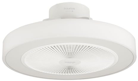 Taurus - Ventilador de Techo Fresko Invisible 40W | 7 Aspas Protegidas | Motor DC | Ultrasilencioso | 3 Tipos de Luz | 6 Velocidades | Función Verano/Invierno | Control Remoto y Temporizador 8h