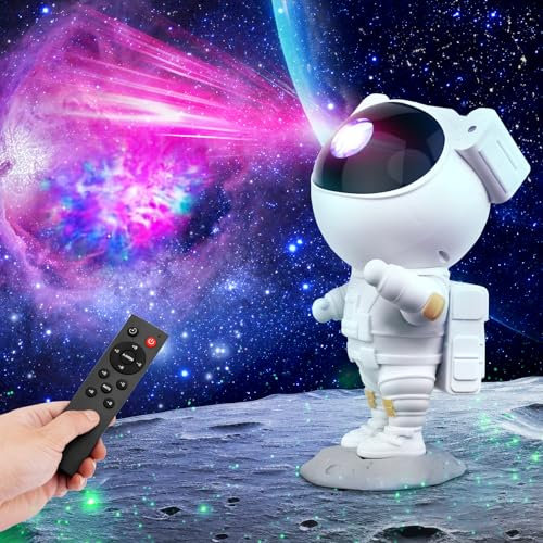 hangyiwei Projecteur Ciel Etoile - Astronaute Projecteur Galaxie avec Télécommande, Projecteur de Veilleuse à vitesse et Luminosité Réglables pour Décoration des Chambres,Enfants,Adultes