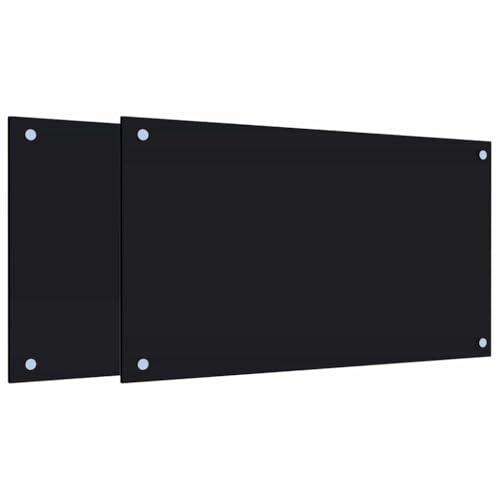 vidaXL Kitchen Backsplashes 2 pcs Black 70x40 cm Tempered Glass