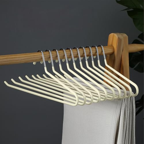 Hosenbügel,12er-Pack hosenbügel platzsparend,hosenbügel Metall, Kleiderbügel Hosen mit Offenen Enden und rutschfest Beschichtung, (Beige-weiß 12)