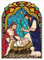 Fensterbild Winter Kirche Krippenbild Maria und Josef bunt farbig rund wiederverwendbare Fensteraufkleber Mosaik Weihnachten, A 4