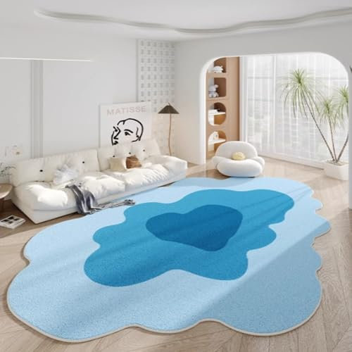 DATOPER Große weiche Kurze Flor Teppiche absorbieren Wasser Anti-Rutsch für Schlafzimmer Kinder Zimmer Wohnzimmer Nordic Dekor Teppich Bereich Teppiche Blau 120CM×160CM