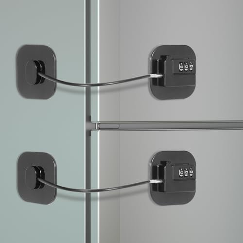 KOVOSCH Kühlschrank-Schloss für Kinder mit Schlüssel,kühlschrank schloss,fensterschlösser,schrankschlösser,fensterschlösser für kindersicherheit,babyschrank sicherheitsschloss (Schwarz A, 2 Stück)