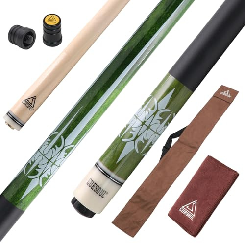 CUESOUL 58 Zoll Pool-Queue,21oz,13 mm Spitze, Billard-Queue mit Irish Wrap, verpackt in blau/brauner Queue-Tasche