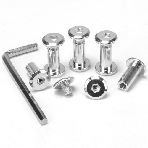 KINDPMA 70Pcs M6*15mm Vis de Connexion et Manchon Vis de Liaison en Acier Inoxydable Vis de Raccordement Connecteur d'armoire Connecteur Fileté Vis d'Assemblage pour Meubles Poignée Porte