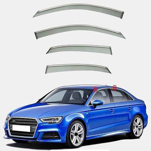 XSYing 4 Stück Windabweiser für Audi A3 Sedan MK3-8V 2014-2020, vordere und hintere Windabweiser Sonnenblenden Regenabweiser