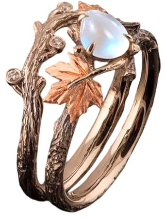 Ahornblatt-Ring – von der Natur inspirierter Vintage-Ahornblatt-Ring | High-End-Luxus-Schmuckringe | Vintage-Ahornring für Frauen | Fingerschmuck Luxus Vintage, 1.7cm/0.67 inches, Zink, Uni