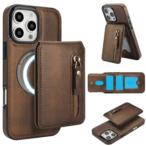 DMaos for iPhone 13 mini Case with Separable Card Sleeve, Compatible with Magsafe, PU Leather ID Stand Holder, Classic for iPhone13 mini 5.4 Inch - Brown