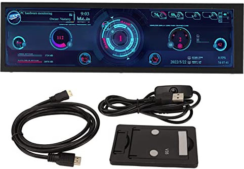 SustVita 8.8 Inch Display, Computer Temp Monitor, 1920x480 CPU GPU SSD Temperature Monitor Chassis Sub Screen for RPi for Linux for PC