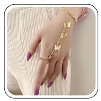 TELAIN Hand Chain Bracelet Ring Bracelet, Dainty Finger Ring Slave Bracelet mit Zirkon, Geschenk