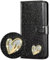 KK KENIK Case For iphone 11,Luxury Bling Glitter Flip Leather Wallet Case, Diamond Heart,Card Slots,For iphone 11 Cover (Black)