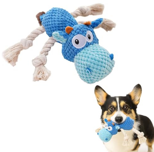 technodry Squeaky Dog Toys – Tough Plush Chew Toy with Crinkle Paper, Durable Rope Arms, Soft Dog Toys for Large and Small Dogs, Ideal for Tug-of-War, Dental Health & Birthday Gift