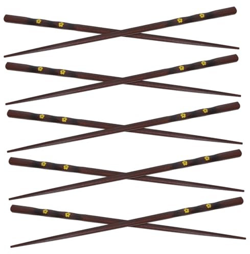 TOKIDNY 5pares Palillos Sakura De Madera Natural Punta Cónica Japonesa Antideslizantes Aptos Para Lavavajillas Reutilizables Para Uso Diario Cocina