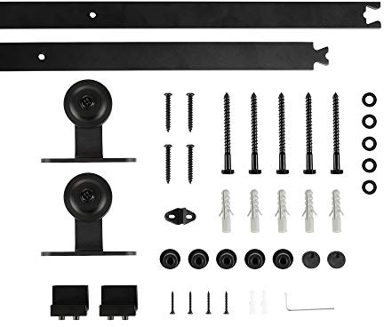 200 cm Schiebetürsystem Komplett-Set für Schiebetüren, Reibungslos, Leise, passend für 100 cm Breite Türverkleidung (T-Haken, 200cm)