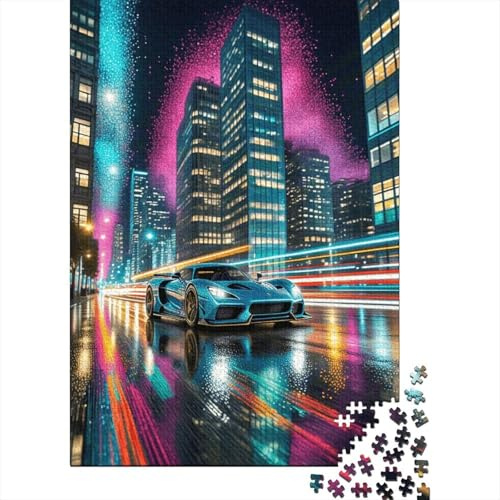 1000 Teile Auto Puzzle Für Erwachsene Und Kinder Holzpuzzle Familien Spiel Sportwagen Stadtstraße Puzzles Wohndekoration Geschenkideen 1000pcs (75x50cm)