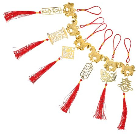 6 Stück Anhänger Zum Chinesischen Neujahr Sternzeichen Pferd Charm Auto Rückspiegel Dekoration Fengshui Chinesischer Anhänger Für Das Frühlingsfest