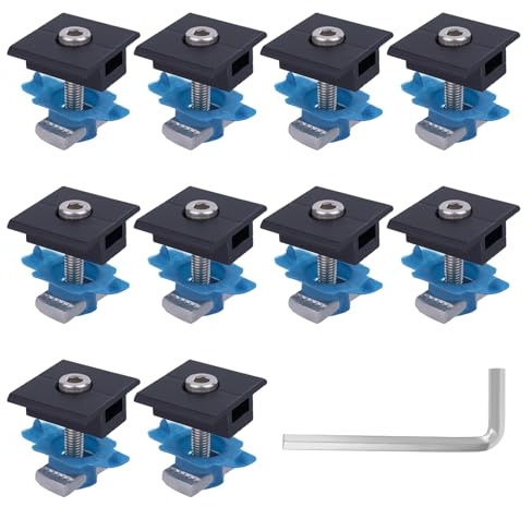 10pcs Solar Panel Mid Clamps for Unistrut, 30mm/35mm Aluminum Mounting Brackets Black Roof Mount Kit Hardware for Metal/Tin/Flat/Sheet Roof and RV Solar Panel Installation