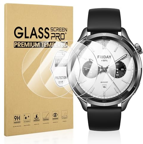 Diruite 4 Piezas Protector Pantalla para Xiaomi Watch S4/S4 Sport/S3 Protector Reloj,HD Cristal Templado Screen Anti-Scratch Película Protectora(No Adecuado para Xiaomi Watch S4 41mm)
