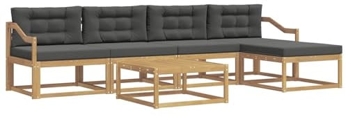 vidaXL Outdoor-Sofagarnitur 6 pcs Weiß und Anthrazit 79 x 79 x 37 cm, Patio-Lounge-Set, modernes Outdoor-Sofa, wetterfestes Gartenmöbel, Akazienholz