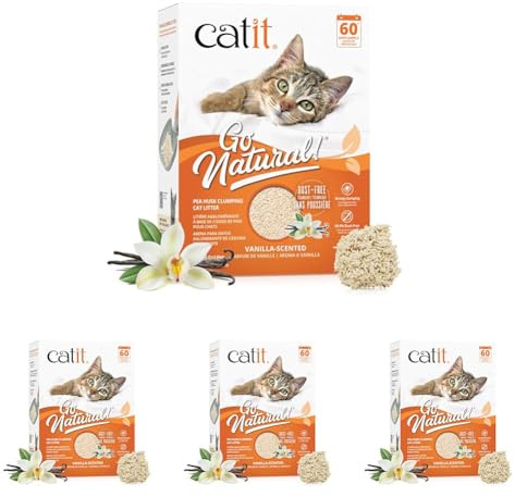 Catit Go Natural!, klumpende Katzenstreu, aus Erbsenhülsen, mit Vanilleduft, 2 x 2,8kg (5,6kg) (Packung mit 4)