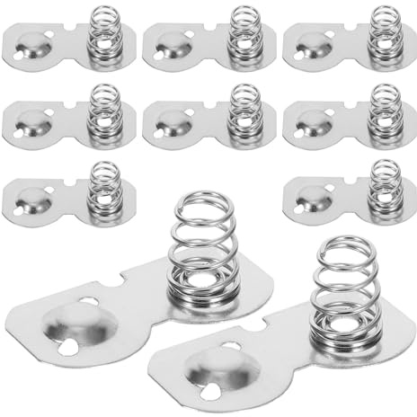 Toyvian 10 Pièces Plaque de Contact de Batterie en Fer Argenté Ressort Semi-Circulaire, Conception Précise pour Télécommandes, Installation Compacte pour Maisons et Bureaux