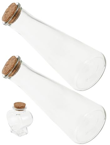 Set di 3 Bottiglie per Cerimonia Nuziale in Vetro Sughero | Forma Chic, Contenuto Visibile, per Piccoli Oggetti, Pratiche e Facili da Usare