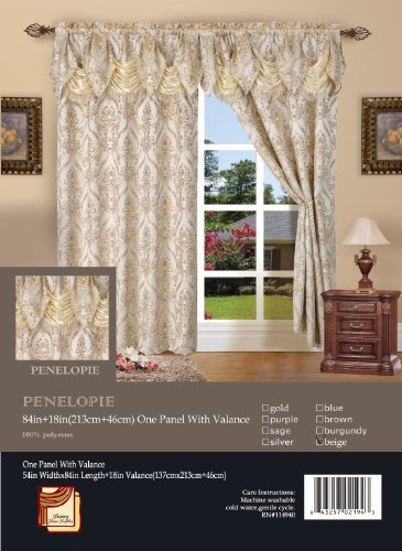 Elegant Comfort Set di Tenda a Pannello, in Stile Penelopie Jacquard, Tessuto, Beige, 54x84 Inches