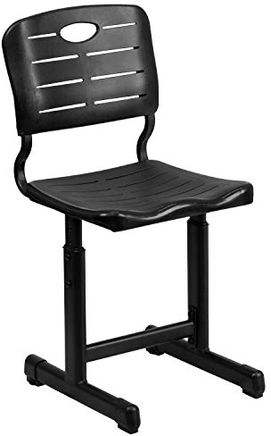 Flash Furniture Schreibtischstuhl für Klassenzimmer – Höhenverstellbarer Kinderstuhl von Grundschule bis Abschluss – Pflegeleichter Klassenzimmer-Stuhl – Schwarz