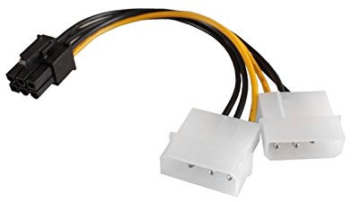 VulTech SC10903 Molex to PCI Express Cavo Adattatore Alimentazione, 6 Pin, 15 cm, Multicolore