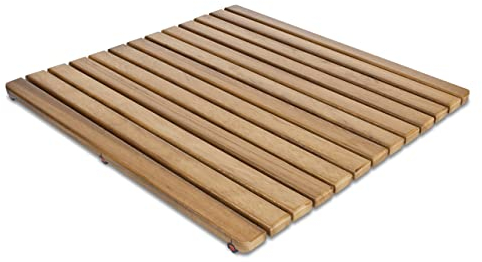 Tarima/Alfombra Flexible para Ducha y baño, en Madera de Teca (50 x 50 cm)