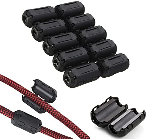 Clip-on Noise Filter,VSKEY [10pcs 7.0mm] Anti-Interference High-Frequency Ferrite Core Choke Clip for Speakers,Video,Radio,Amplifier,Home Audio Device Noise Suppressor (0.275 inch Inner Diameter)
