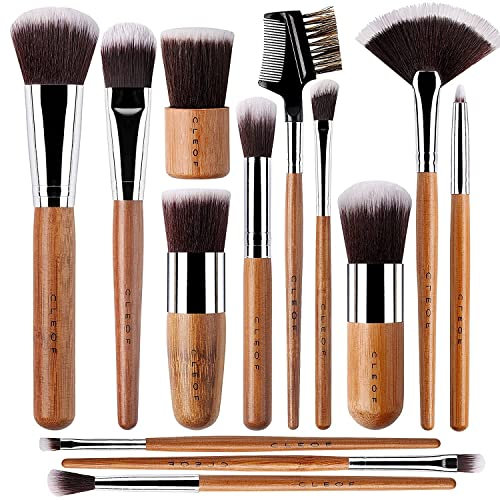 13 Bamboo Makeup Brushes Professional Set - Vegan & Cruelty Free - Foundation, Blending, Blush, Powder Kabuki Brushes.