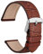 WOCCI 22mm Uhrenarmband Leder für Damen und Herren, Geprägtes Alligator, Silberne Schnalle (Braun)