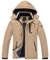 donhobo Herren Winter Fleecejacke Warm Softshelljacke Atmungsaktiv Outdoor Skijacke Winddichte Wasserdicht Funktionsjacke Regenmantel mit Kapuze (Khaki,XXL)