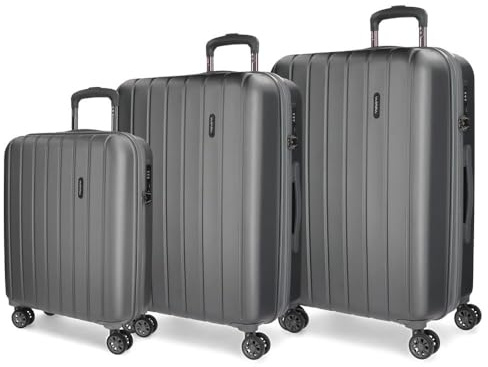 Movom Wood Set de Bagages Gris 55/65/75 cms Rigide ABS Serrure TSA 220L 4 roues doubles Bagage à main