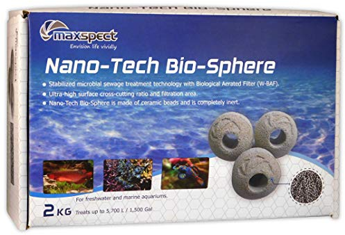 Maxspect Nano-Tech Bio-Spheres 1KG, media di filtrazione biologica ad alta superficie per acquari e stagni da 750 gal