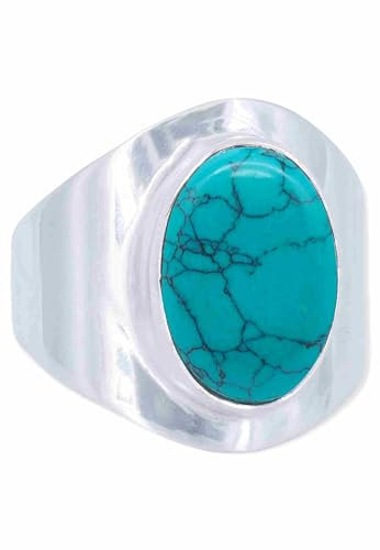 mantraroma Ring Silber 925 Damen Türkis Edelstein türkis schlicht groß modern