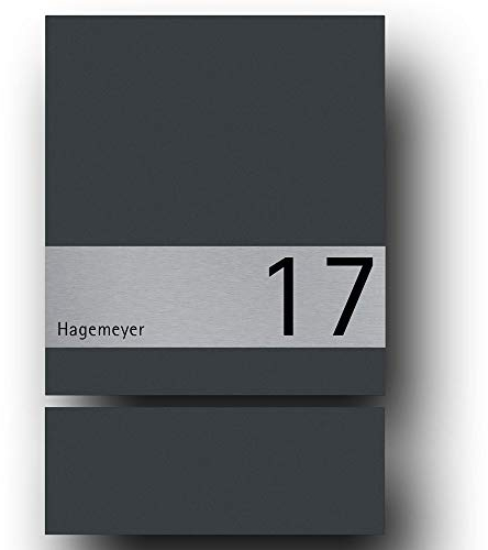 Briefkasten Edelstahl mit Zeitungsfach B1 Shield (Anschlag rechts, Korpus Anthrazit)