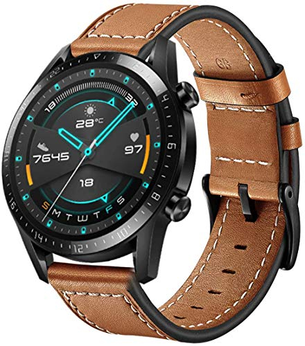 SPGUARD Bracelet pour Huawei Watch GT 3/GT 3 Pro/GT 2/GT 2 Pro 46mm Bracelet,22mm Bracelet en Cuir de Rechange Band pour Huawei Watch GT 2e/GT/GT Active/Honor Magic Watch 2