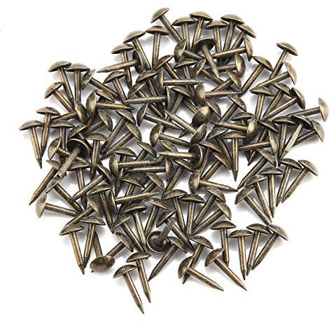 100 piezas de clavos de tapicería de cabeza redonda con forma de cúpula, tachuelas para grapas de hierro gruesas sujetadores para muebles tambor puerta de madera (6 * 12 mm)