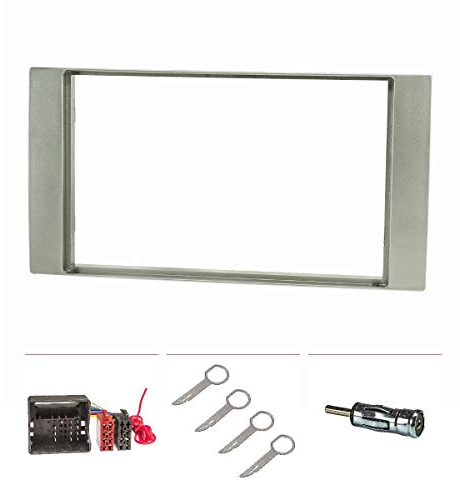 tomzz Audio 2415-136-1 Doppel DIN Radioblende Set kompatibel mit Ford Focus 2 Fiesta C-Max S-Max Galaxy Mondeo Kuga Transit Silber Quadlockadapter ISO Antennenadapter ISO DIN Entrieg. Can-Bus