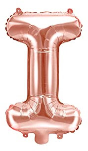 PartyDeco Folienballon Buchstabe I Roségold-Geburtstag Hochzeit Jahrestag Folienballon Buchstabe I- Rosegold Größe ca. 35 cm Verlobung Silvesterparty Folienballon Hel Deko