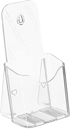 Relaxdays 4 x Flyer Aufsteller, DIN Lang, 1 Fach, zum Stellen & Hängen, Acryl, Wandprospekthalter, 20x11x8,5 cm, transparent