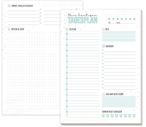 paper&you® A5 Tagesplaner Block Mint 50 Blatt - Daily Planner mit To-do-Liste, Zeitplan, Prios, Tages-Highligt und mehr - nachhaltig & klimafreundlich